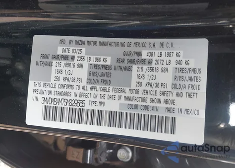 2025 Mazda Cx-30 2.5 S from USA, damaged, VIN 3MVDMBAM7SM829665